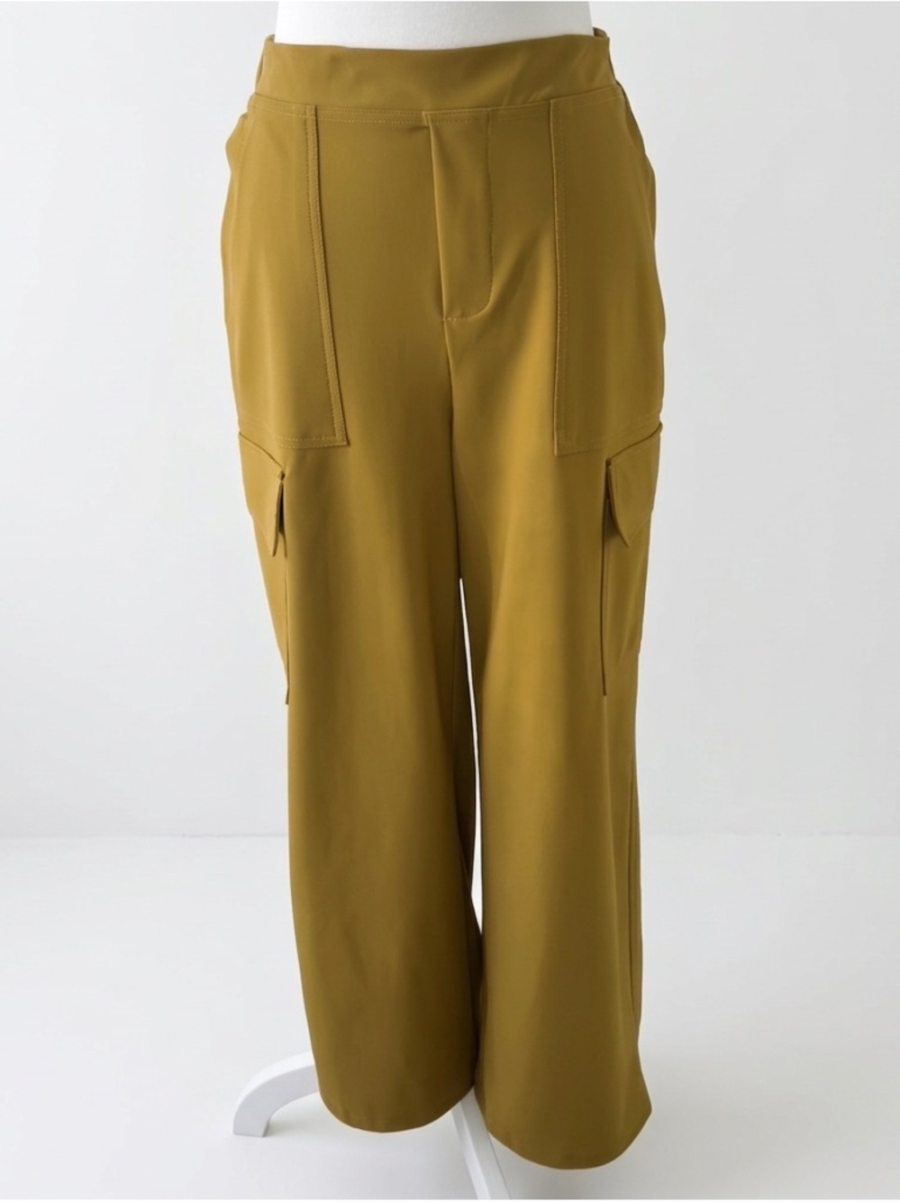 Yipink Wide Leg Cargo Track Pants in Ochre Mustard Olive Stretch Lounge Utility